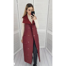 Жилет довгий стьобаний, арт. 424, бордо