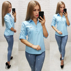 Блуза з ґудзиками на груді,арт. 828, блакитний