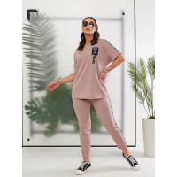 Зручний брючний костюм, арт. 401, кава з молоком