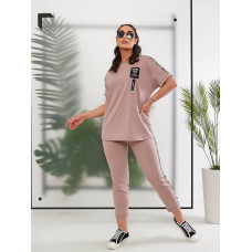 Зручний брючний костюм, арт. 401, кава з молоком