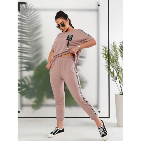 Зручний брючний костюм, арт. 401, кава з молоком