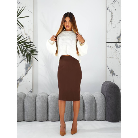 Спідниця олівець - висока посадка, арт. 892, шоколад