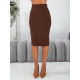 Спідниця олівець - висока посадка, арт. 892, шоколад