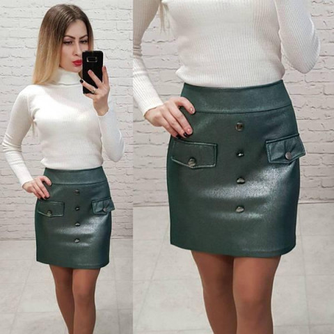 Спідниця з ґудзиками, арт 321, зелений