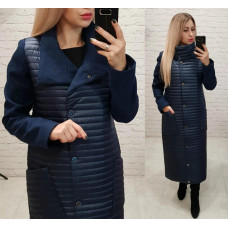 Довге стьобане пальто, арт. 138, синій