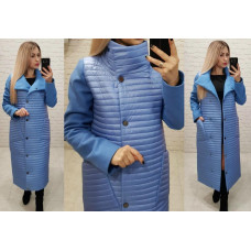 Довге стьобане пальто, арт. 138, блакитний