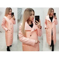 Довге стьобане пальто, арт. 138, персик