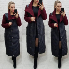 Довге стьобане пальто, арт. 138/1, бордо