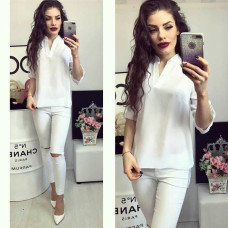 Жіноча блуза з подовженою спинкою, арт. 749, молочний