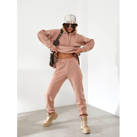 Костюм з подовженим худі, арт. 464, кава з молоком