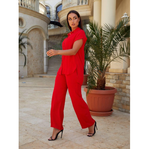 Костюм з поясом, арт 428, червоний