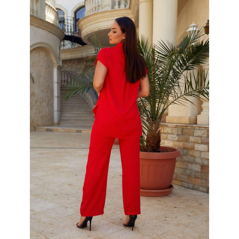 Костюм з поясом, арт 428, червоний