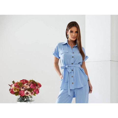 Костюм з поясом, арт 428, блакитний