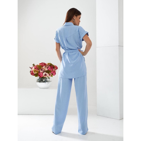 Костюм з поясом, арт 428, блакитний