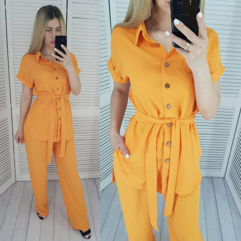 Костюм з поясом, арт 428, оранжевий