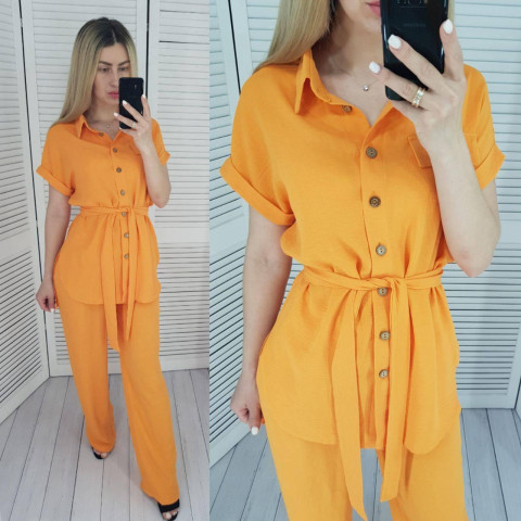 Костюм з поясом, арт 428, оранжевий