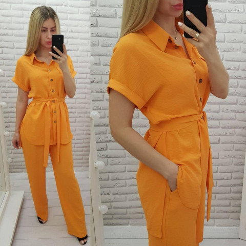 Костюм з поясом, арт 428, оранжевий