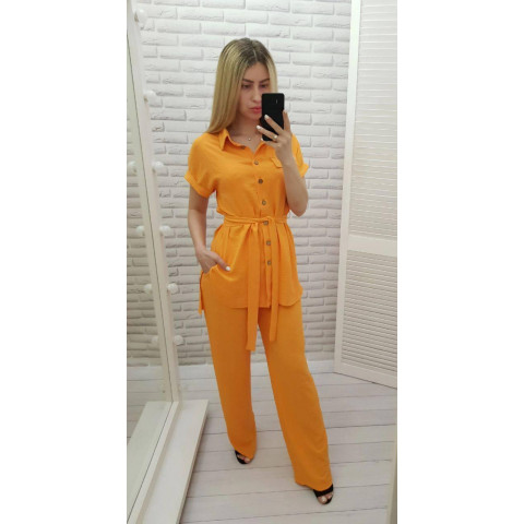 Костюм з поясом, арт 428, оранжевий