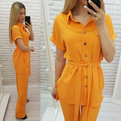 Костюм з поясом, арт 428, оранжевий