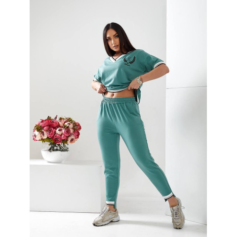 Вишуканий спортивний костюм, арт. 477, сіро - зелений