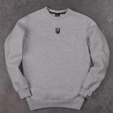 Світшот Pobedov 007 ЗИМА - Герб 4см наклейка чорна Сірий меланж