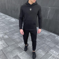 Худі Pobedov 007 ЗИМА - Герб 4см наклейка біла Чорний