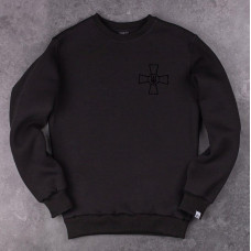 Світшот Pobedov 007 ЗИМА - наклейка чорна Герб ЗСУ Чорний