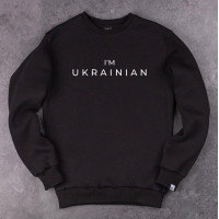 Світшот Pobedov 007 ЗИМА - наклейка біла I'M UKRAINIAN Чорний