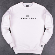 Світшот Pobedov 007 ЗИМА - наклейка чорна I'm UKRAINIAN Молочний