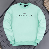 Світшот Pobedov 001 - I'M UKRAINIAN наклейка чорна Ментоловий