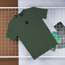 Футболка Pobedov Peremoga - наклейка Герб 4см чорна Хакі