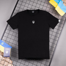 Футболка Pobedov Peremoga - Герб біла вишивка Чорний