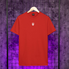 Футболка Pobedov Peremoga - Герб біла вишивка Червоний