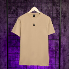 Футболка Pobedov Peremoga - Герб чорна вишивка Бежевий