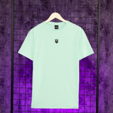 Футболка Pobedov Peremoga - Герб чорна вишивка Світлий ментол