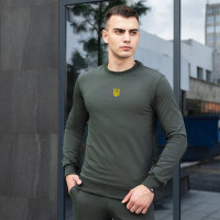 Світшот Pobedov 001 - Герб жовта вишивка Темно зелений