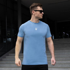 Футболка Pobedov Peremoga - Герб біла вишивка Темно-блакитний