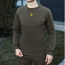 Світшот Pobedov 007 ЗИМА - Герб жовта вишивка Хакі