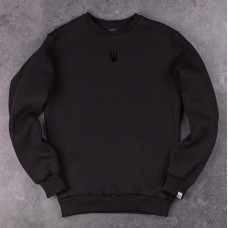 Світшот Pobedov 007 ЗИМА - Герб чорна вишивка Чорний