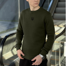 Світшот Pobedov 007 ЗИМА - Герб 4см наклейка чорна Темний хакі