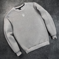 Світшот Pobedov 007 ЗИМА - Герб біла вишивка Сталевий