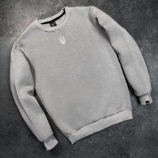 Світшот Pobedov 007 ЗИМА - Герб біла вишивка Сталевий