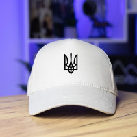 Кепка Pobedov Trucker Cotton - Герб чорна наклейка Білий