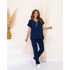 Брючний костюм з намистом, арт. 432, темно синій