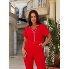 Брючний костюм з намистом, арт. 432, червоний