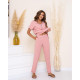 Брючний костюм з намистом, арт. 432, світло рожевий
