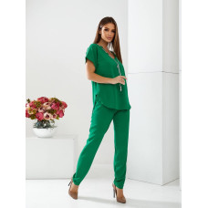 Брючний костюм з намистом, арт. 432, зелений