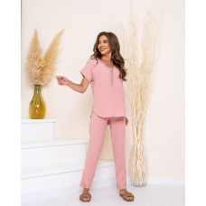 Брючний костюм з намистом, арт. 432, персик