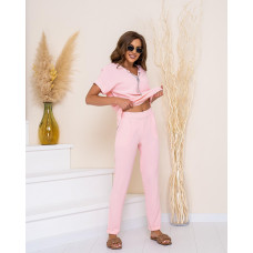 Брючний костюм з намистом, арт. 432, пудра