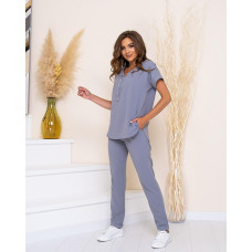 Брючний костюм з намистом, арт. 432, сірий